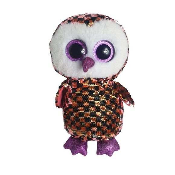Ty Flippables Checks the Owl Sequin Plush Toy 10" Limited Edition - Picture 2 of 7